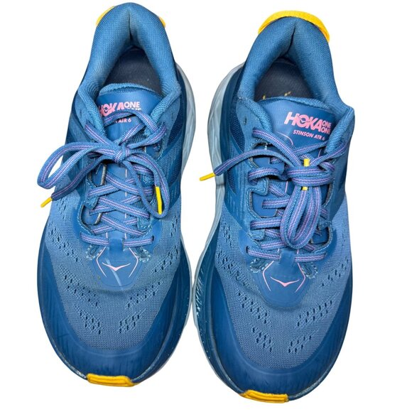 Hoka One One Stinson ATR 6 Trail Running Shoes Size 9 Blue/Yellow - Picture 3 of 12